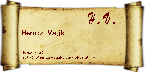 Hencz Vajk névjegykártya